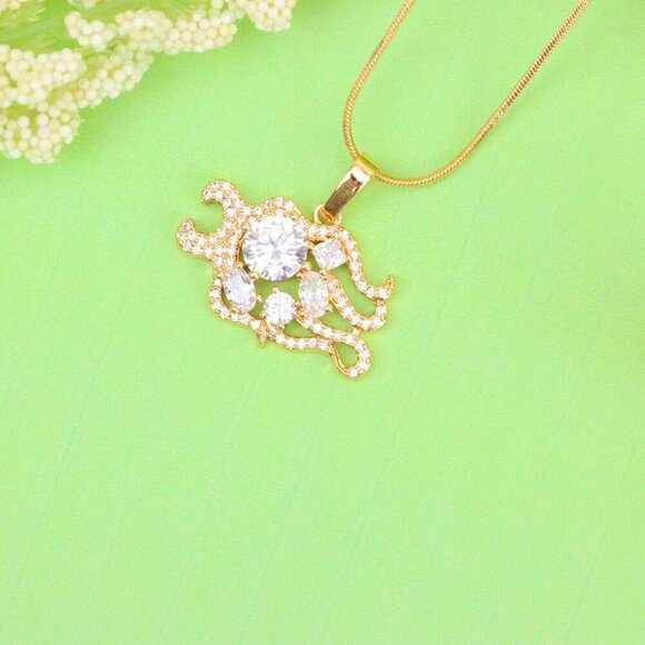 "Rose Gold Sparkling Mermaid Tail Pendant with White CZ Crystals, XPPT1539 - Picture 2 of 13